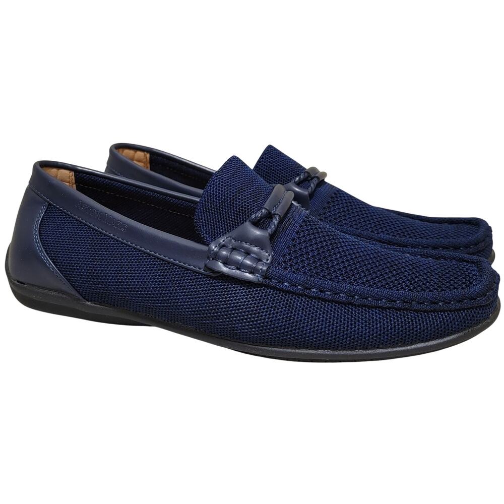 Aston Marc Men Walk Slip On Horsebit Loafers Size US 10.5M Navy Blue Knit Mesh